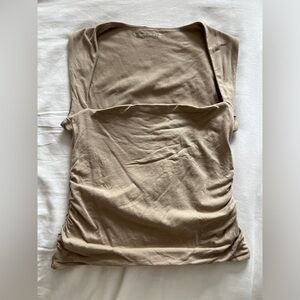 Abercrombie & Fitch Tan Ruched Sleeveless Tank Top